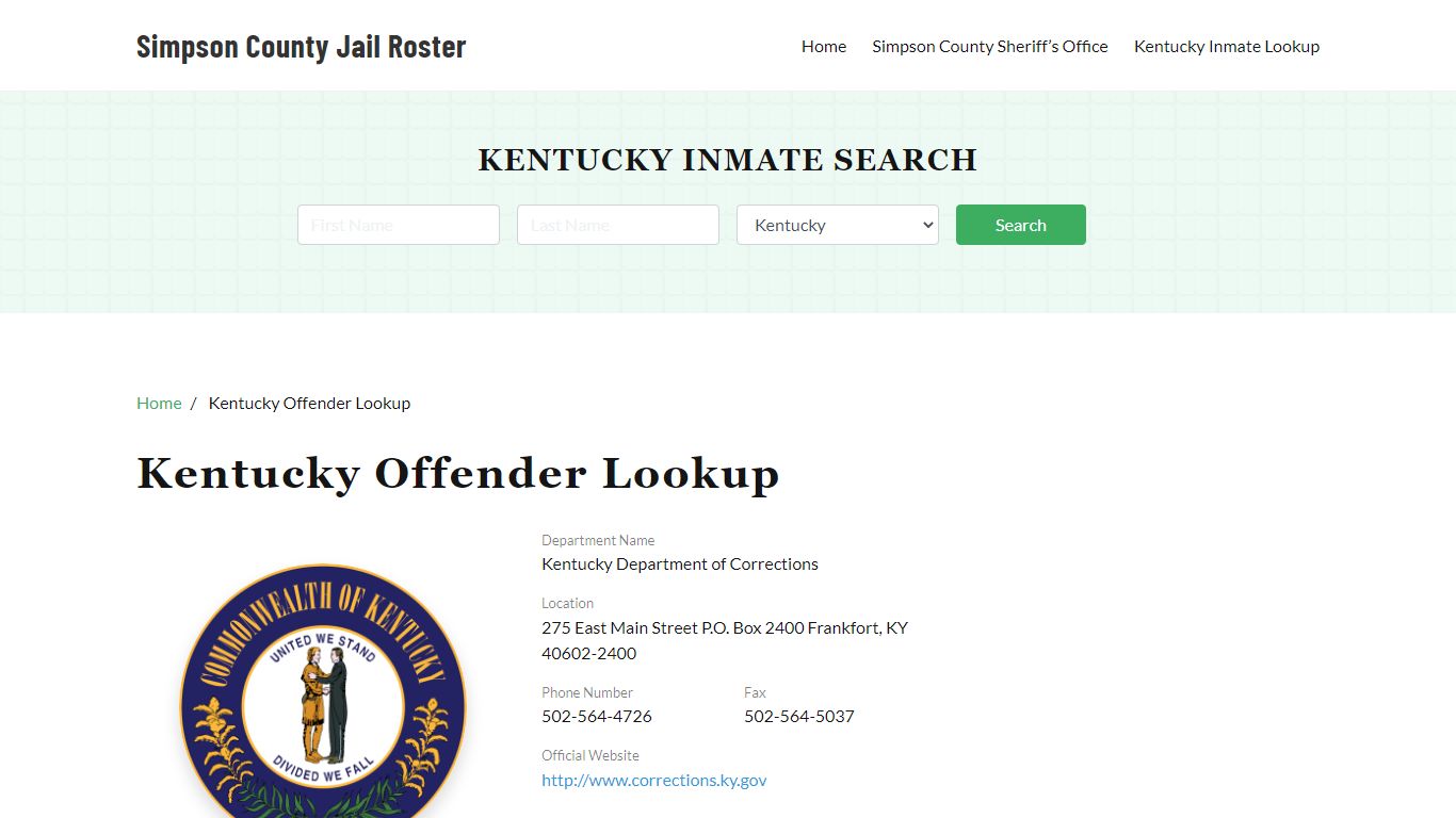 Kentucky Inmate Search, Jail Rosters - simpsoncountyjail.org